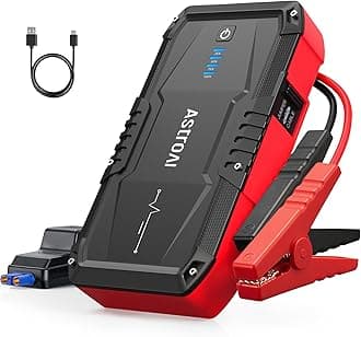 S8 Car Battery Jump Starter, Car Jumper Starter Battery Pack for Up to 6.0L Gas & 3.0L Diesel Engines, 12V Portable Jump Box with 3 Modes Flashlight and Jumper Cable (Red)