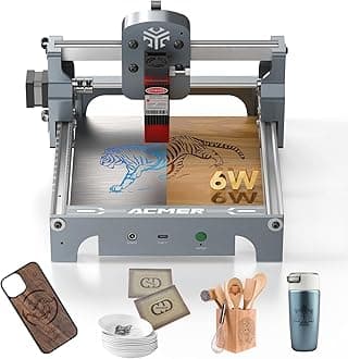 ACMER S1 Laser Engraver for Beginner Mini Laser Engraving Machine for Wood, Paper, Acrylic, 2.5W/3.5W/6W, Laser Class4 (Silver, S1 6W)