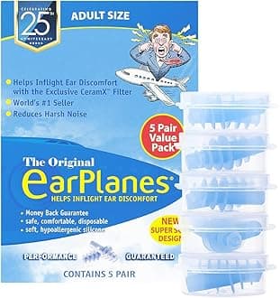 EarPlanes New Super Soft Adult Ear Plugs Airplane Travel Ear Protection 5 Pair