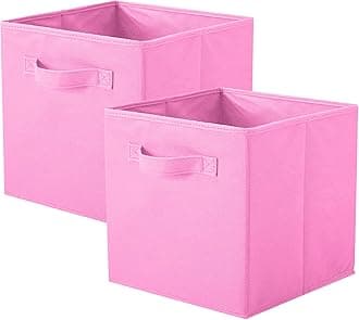 ShellKingdom Foldable Fabric Storage Cubes and Cloth Organizer Drawer for Closet and Toys, 2 Pack (Pink)