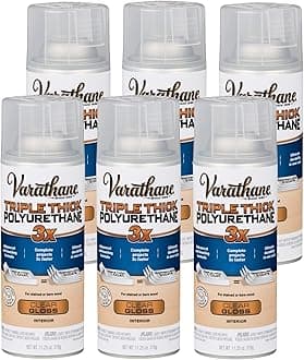 Triple Thick Polyurethane Clear Wood Finish Spray | Self-Leveling Formula | Scratch and Stain Resistance | Durability in One Coat | Gloss | 11.25 oz | 6 Pack