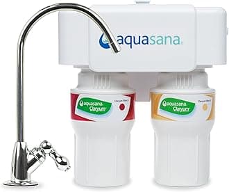 Aquasana Under Sink Water Filter System - Reduces PFAS, Lead, & Chlorine in Drinking Water - Under Counter Claryum Filtration for Kitchen - 2-Stage - Chrome Faucet - AQ-5200.56