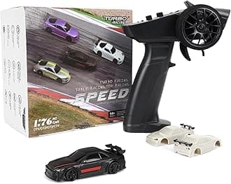 Turbo Racing 1:76 Scale RC Sport Car, Table Racing 2.4GHZ Remote Control Mini Model Car with Full Proportional RTR for Adults Toys (C74-Black)