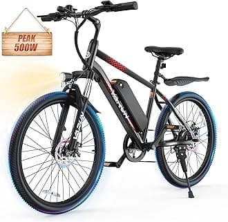 VARUN Electric Bike - Ebikes for Adults Peak 500W 20MPH Commuter Ebike with 36V Removable Battery, 24'' Electric Mountain Bike with Front Fork Suspension and Dual Disc Brakes