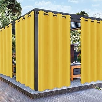 PureFit Outdoor Curtains for Patio Waterproof Weatherproof, UV and Fade Resistant Outside Curtains for Gazebo, Front Porch, Pergola, Sun Blocking Privacy Curtain, 52W x 95L inch, 1 Panel, Yellow