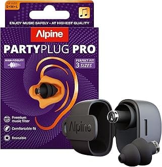 Alpine PartyPlug Pro Ear Plugs for Concerts - New & Improved High Fidelity Professional Earplugs, 21dB Noise Reduction, Hearing Protection for Music Festivals, Raves & Events, 3 Tip Sizes, Black