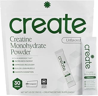 - Create Creatine Monohydrate Powder - Creatine Travel Packets, Made with Creapure, 3rd Party Tested & NSF Certified for Sport, 30 Stick Packs, Unflavored