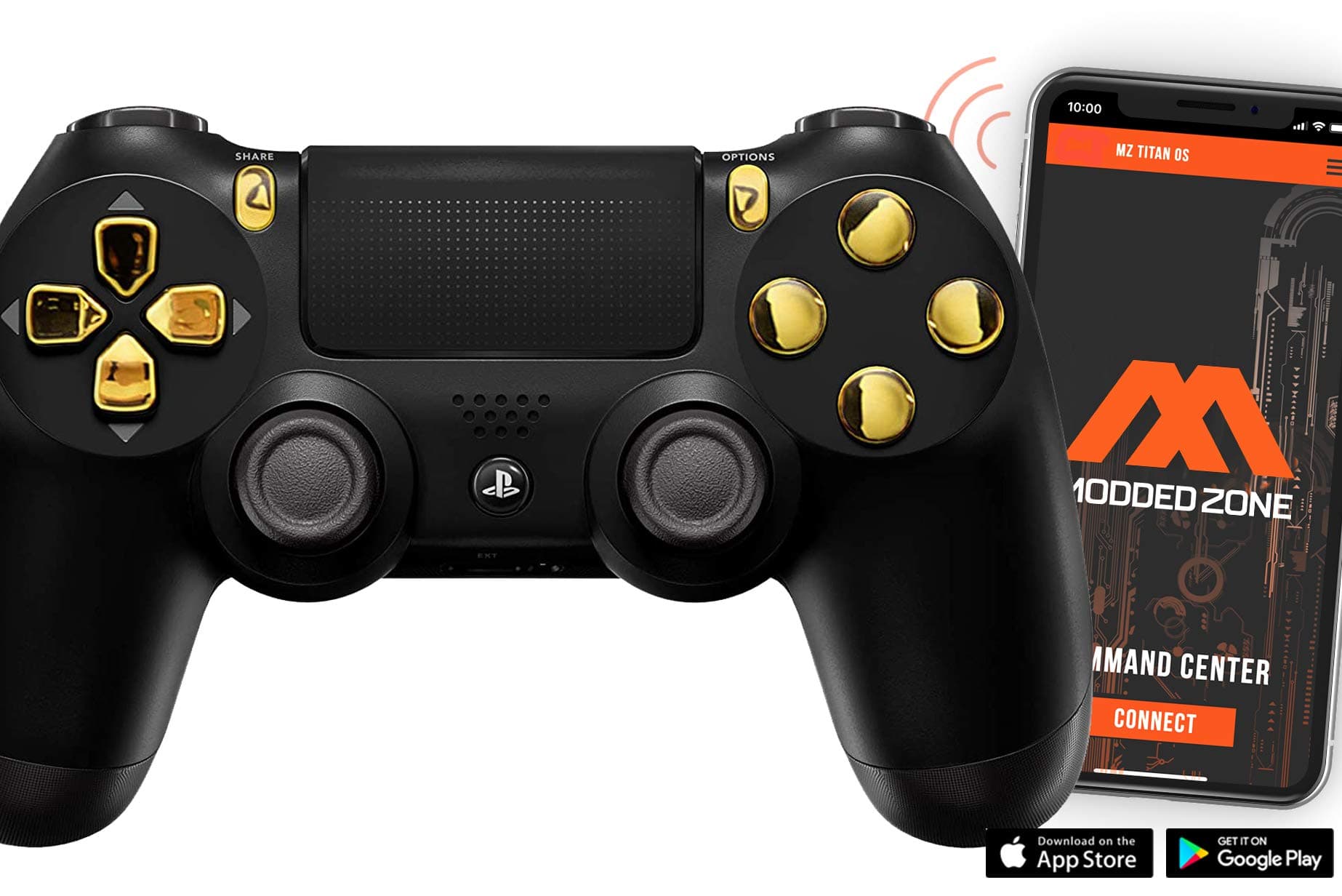 Smart Black/Gold PS4 PRO Modded Controller for Rapid Fire FPS MOD Pack Custom Modded Controller for All Major Shooter Games Warzone & More (CUH-ZCT2U)