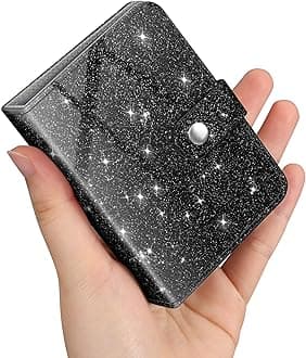 Fintie Mini Photos Album Book for 2x3 Inch Films - 52 Pockets Small Albums for Fujifilm Instax Mini Instant Camera/Polaroid Hi-Print Pictures, Kpop Photocard Holder Binder, Glittering Black