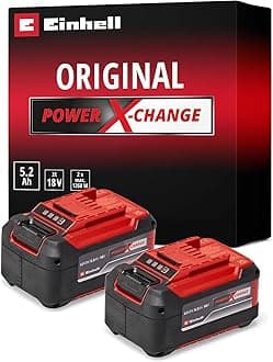 18V 5.2Ah Lithium-Ion Battery Twin Pack Power X-Change, 2 x 5.2Ah Batteries, Universally Compatible With All Einhell PXC Power Tools And Garden Machines