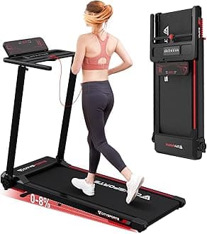 Folding Treadmill, Under Desk Walking Machine, 8% Incline Treadmills for Home, 12km/h Portable Treadmill, 1400W Motor Walking Pad Foldable, 120kg Weight Capacity, APP LED Screen (Black)