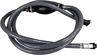 Grey Durable Fuel Line Assembly Hose Barbs Rubber Primer Bulb Lengthy 7 ft feet Resistant Material Cover Fuel Flow (3/8" Hose, Johnson/Evinrude Connectors)