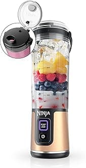 NinjaBlast Portable Blender, Cordless, 18oz. Vessel, Personal Blender For-Shakes and Smoothies, BPA Free, Leakproof-Lid and Sip Spout, USB-C Rechargeable, Dishwasher Safe, Metallic Copper, BC151CP