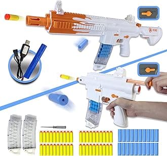 AGM MASTECH Automatic Toy Gun, 2-in-1 Mode Electric Foam Blaster, Suitable for Kids or Adults (Orange)