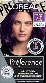 L'Oréal Paris Permanent Hair Colour, Long-Lasting Shine and Intense Colour, For up to 8 Weeks, Preference Vivids (Colorista), Magnetic Plum 3.16, x1 pack