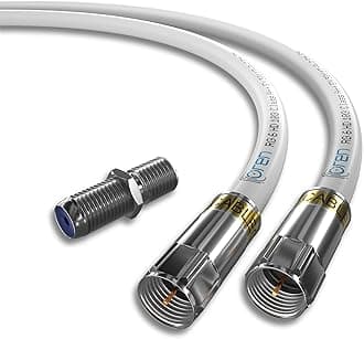 Oren Kablo Coaxial Cable 30m RG6 HD103 A++ Trishield – White - with Cabelcon Connectors and Adapter – Weatherproof – for Satellite and Digital TV, Aerial, Broadband, Internet Connections - Extension