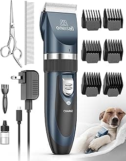 Oneisall Dog Clipper Low Noise, Grooming Kit With Rechargeable, Shaver Cordless Electric Quiet Hair Set For Cats Pets（Navy）