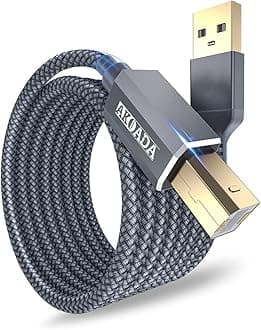 AkoaDa Printer Cable,USB A to B Cable 10ft USB 2.0 Printer Cord High Speed Scanner Cord Compatible with HP, Brother, Canon, Dell, Epson, Lexmark, Xerox, Samung and More