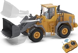 Metal RC Wheel Loader Toy | 9-Channel Remote Control Construction Truck with Realistic Lights & Sounds, 1:20 Scale Rechargeable Vehicle for Boys Ages 3-12, STEM Engineering Gift for Kids 2025