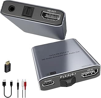 4K HDMI Audio Extractor, Convert HDMI to Optical S/PDIF and 3.5mm Aux RCA, [Supports Dolby Atmos Digital Plus, DTS], for TV Fire Stick, Speakers, PS5, Blu-ray Player, Amplifier, Headphones