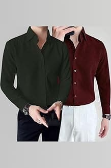 GRECIILOOKS Men's Formal Button Down Shirt – Slim Fit Shirt's for Men | Textured Long Sleeve Polycotton| Business & Meeting Ready (Available in Plus Size)