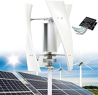 14000W Garden Vertical Wind Turbines Generator Kit, 12V/24V/48V/110V/220V Small Three-Phase AC Vertical Wind Turbine with MPPT Controller, for Industrial Energy Equipment,White-24V