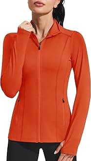 PINSPARK Women's Athletic Jackets Slim Fit Workout Jacket Full Zip Up Running Gym Yoga Sports Tops with Pockets