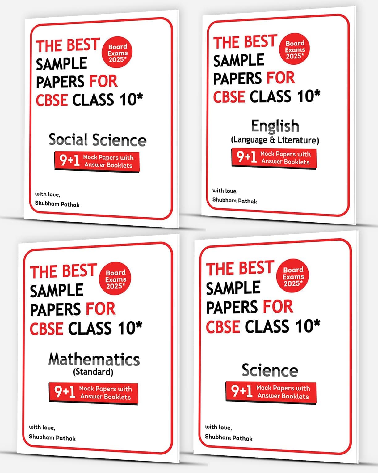 The Best Sample Papers for CBSE Class 10 Pack of 4 Social Science Maths Standard Science English Lang and Lit with 9+1 Mock Papers, OMR Sheets and Answer Booklets for 2025 Board Exams by Shubham Pathak Perfect Paperback – 12 June 2024
