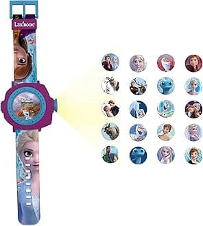 LEXIBOOK Frozen 2 Adjustable Projection Watch Digital Screen – 20 Images of Elsa, Anna and Olaf - for Children/Girls - Blue and Purple –– DMW050FZ