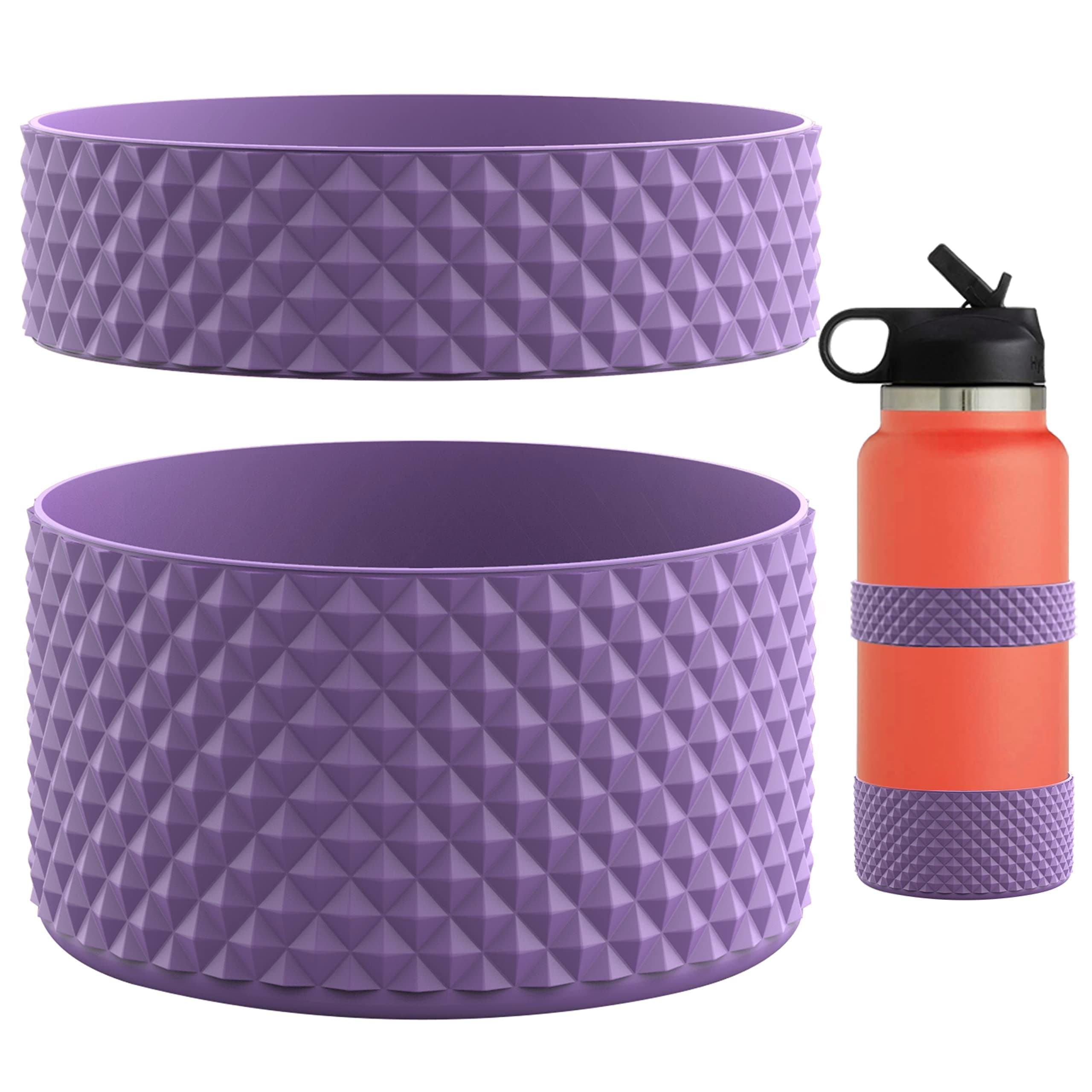 Water Bottle Boot, Double Protective Diamond Texture Silicone Boot Protector Compatible with 12oz-24oz Hydro Sport Flask Anti-Slip Flex Boot Bottom Sleeve Cover