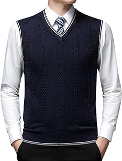 Men's Sweater Vest Sleeveless Jumper Casual Business Knitted Tank Tops V Neck Knitted Sweater Vest Twisted Knitted Pullover Regular Fit Winter