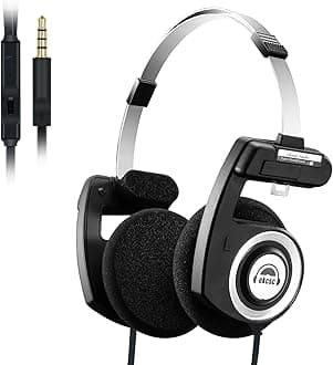 OKCSC Retro 3 Open Back Headphones, Retro Style/Collapsible Design/40mm Class/Adjustable Temporal Pads, Audiophile Sound Performance for HIFI Sound,Commute,Road Trips,Party,Work,4.9 FT/3.5MM Mic/Black