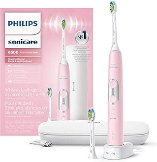 ProtectiveClean 6500 Rechargeable Electric Toothbrush, with Pressure Sensor, 3 Cleaning Modes, SmarTimer and QuadPacer, 14-Day Battery Life, Charging Travel Case, Pink, HX6462/06