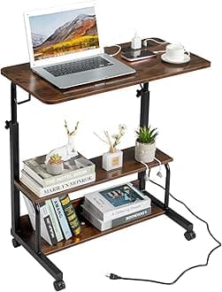 Electric Standing Desk,Height Adjustable Desk with 3 USB & Power Outlets,Sit Stand Table,Writing Computer Desk for Home,Office,Workstation (Vintage Brown)