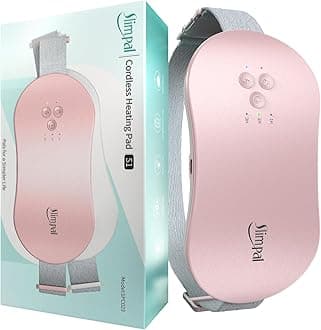 Slimpal Period Pain Relief Heating Pad, Portable Menstrual Heating Pad with 3 Timer Auto Shut Off, Electric Heat Belt for Period Cramps with Massager, Gifts for Women Girls, Pink