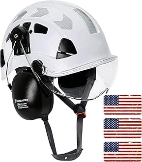 AOLAMEGS Construction Hard Hat with Visor - White Vented Hard Hats Construction OSHA Approved, ANSI Z89.1 ABS Safety Helmet,Adult Hardhats for Men Women,6 Point Suspension Hard Hat with Chin Strap