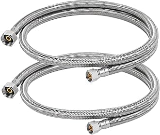 48" Faucet Supply Line, 3/8" Comp x 1/2" FIP Stainless Steel Kitchen Faucet Hose Connector, For Large Residence or Comercial Use with Long Distance (2-Pack)