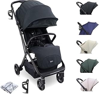 – My Babiie MBX7 Autofold Stroller – from Birth to 4 Years (22kg), Foldable & Compact, Lightweight, Travel Buggy for Toddlers, Pushchair Includes Rain Cover - Black