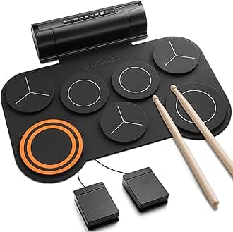 Donner Electronic Drum Set - 7 Pads Electric Roll Up Quiet Drum With Built-in Speaker, 40 Lessons Included - Kids Holiday Christmas & Birthday Gift Instrument Toys (DED-20)