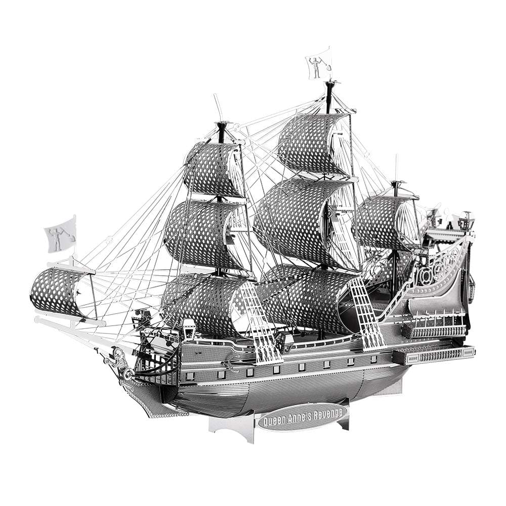 Piececool 3D Puzzle for Adults Metal Pirate Ship Model Kits, The Queen Anne's Revenge Flying Dutchman Ship Models Building Kits 3D Puzzle, Great Birthday Gift -63Pcs