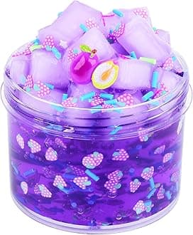 Purple Jelly Cube Crunchy Slime, Premade Jelly Clear Crunchy Slime for Girls & Boys, Super Soft Non-Sticky Cute Stress Relief Toy, Party Favor for Kids