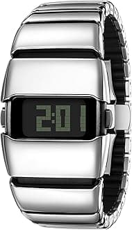 BENLYDESIGN Unique Metal Wrist Watch, Stainless Steel Digital Watches for Men, Y2K Watches for Men, 3ATM Water Resistant