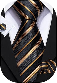 Barry.Wang Paisley Men Ties Set Designer Necktie Clip Handkerchief Cufflink Gift Box Formal