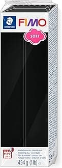 STAEDTLER 8021-9 FIMO Soft Oven-Hardening Polymer Modelling Clay - Black (1 x 454g Block)