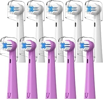 Replacement Brush Heads Compatible with Brusheez Kids Electric Toothbrush, White and Purple, 10 Count