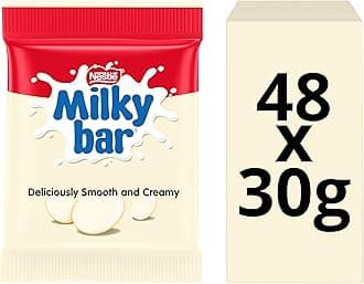 Milkybar White Chocolate Buttons Bags | 48 x 30g Creamy White Chocolate in Fun Button Format | Ideal for Snacking, Baking & Sharing