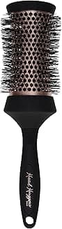 (Large) Thermo Ceramic Hourglass Hot Curl Brush - Hair Curling Brush for Blow-Drying, Straightening, Defined Curls, Volume & Root-Lift - Rose Gold & Black, (DHH4RRG)