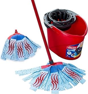 Vileda SuperMocio 3 Action XL Mop and Bucket Set with Extra Refill, Blue,Red