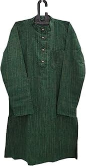 Men's Cotton Regular Textured Long Kurta Full Sleeves - Casual Ethnic Wear�