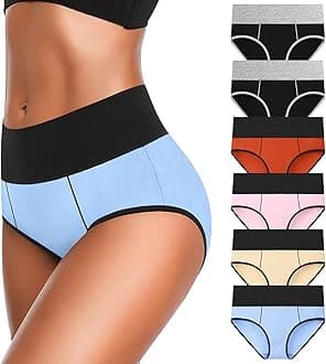 Eiggam Underwear for Women Cotton High Waist Panties Full Coverage Briefs Soft Strech Ladies Breathable Panties-Multi Pack